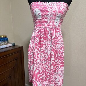 Lilly Pulitzer Brigitte Strapless Dress L Resort White Get Spotted NWT